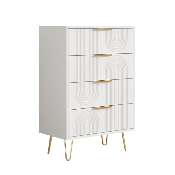 POLIHOME 4 Drawers Dresser, Modern Wood Chest of Drawers