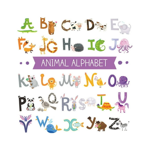POLISE Spaces 5-Piece Alphabet Wall Sticker Set, Removable Vinyl Letter Decals for DIY Room Decor, Peel and Stick Nursery Decor, 8.3 x 11.4 Inches