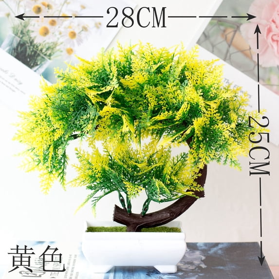 POLISE Spaces Artificial Bonsai Tree Potted Plant, 11 Inch Realistic Looking Faux Plant in White Pot for Home Table Office Desk Shelf Decor, Low Maintenance Greenery