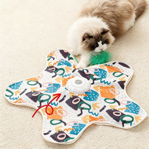 POLISE Spaces Automatic Interactive Cat Toy with Motion Activated Rotation and Removable Hide & Seek Cover, USB Rechargeable Indoor Play Teaser, 24.41x24.41 Inches