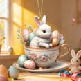 thumbnail image 1 of POLISE Spaces Bunny in Teacup with Flowers 2D Acrylic Easter Ornament for Tree, Wall or Shelf, Pastel Egg & Floral Design, Spring Home Decor & Gift for Collectors, 1 of 6