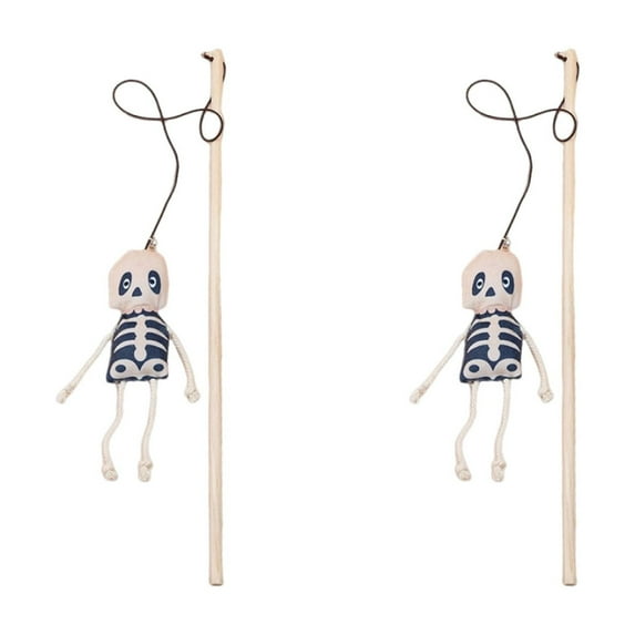 POLISE Spaces Cat Teaser Wand Toy for Indoor Cats, 2-Pack Plush Pumpkin Ghost Design with Feather and Sequins, Polyester Rope, Pet Play Accessory, 11.8 Inch