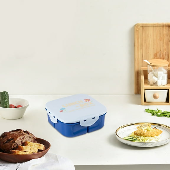 TUITOONM Blue Divided Lunch Container, 6.9x6.9Inches Microwave Safe Bento Box, Food Grade Plastic Meal Prep Box with Secure Lid, Ideal for Office, educational setting& Picnics 33.81oz