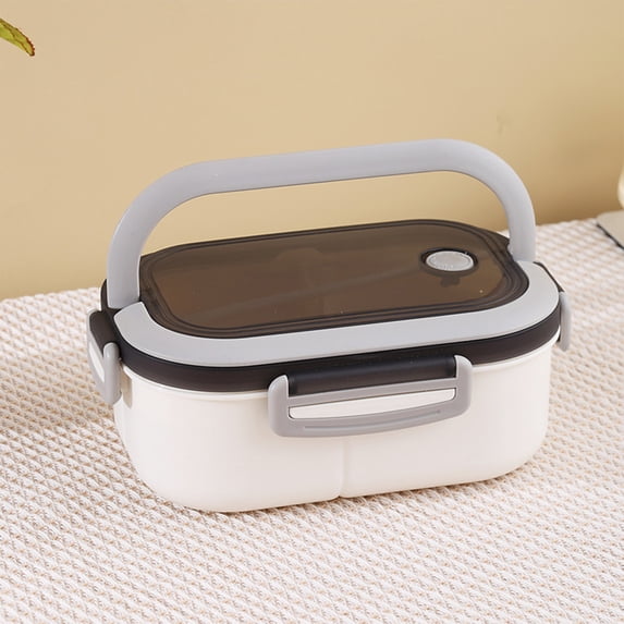 TUITOONM White Double Layer Bento Box with Removable Dividers, Microwave Safe & Leak Proof Compartment Lunch Container for Office and Travel, 41 fl oz