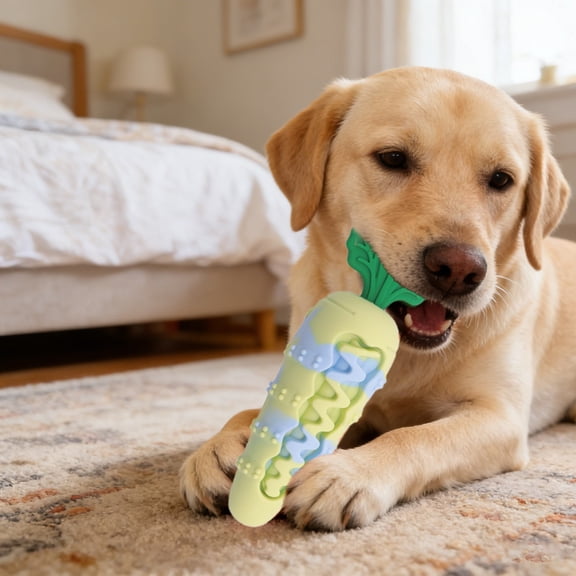 POLISE Spaces Easter Carrot Dog Chew Toy with Squeaker, Colorful Plastic Bite and Noise Making Toy for Small Medium Dogs, Festive Holiday Pet Play Toy