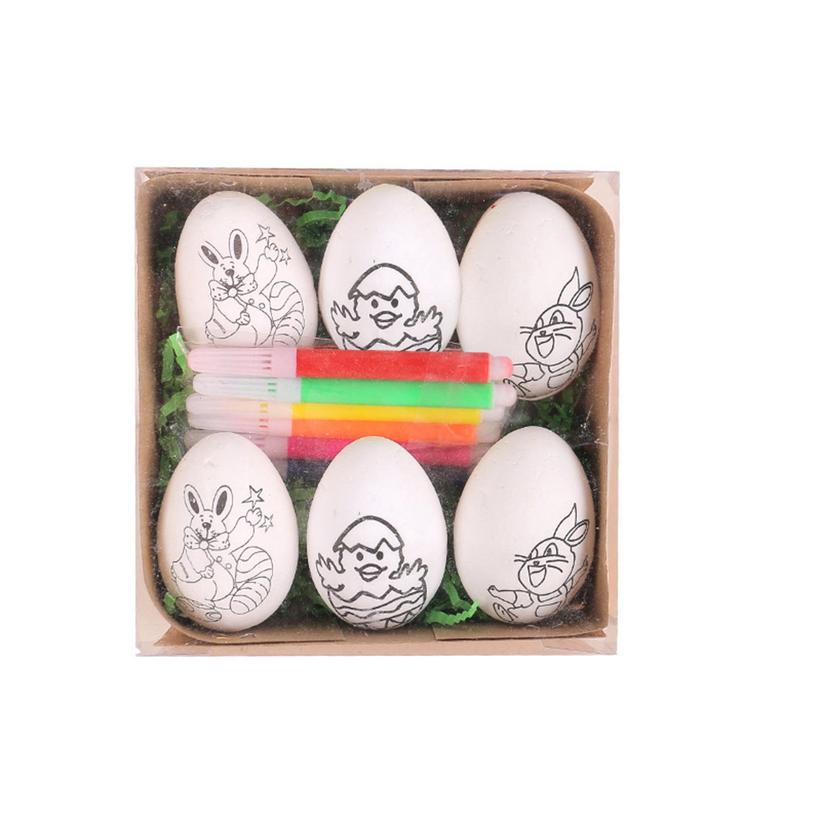 POLISE Spaces Easter DIY Bunny Egg Craft Kit 6 Colorful Foam Eggs with ...