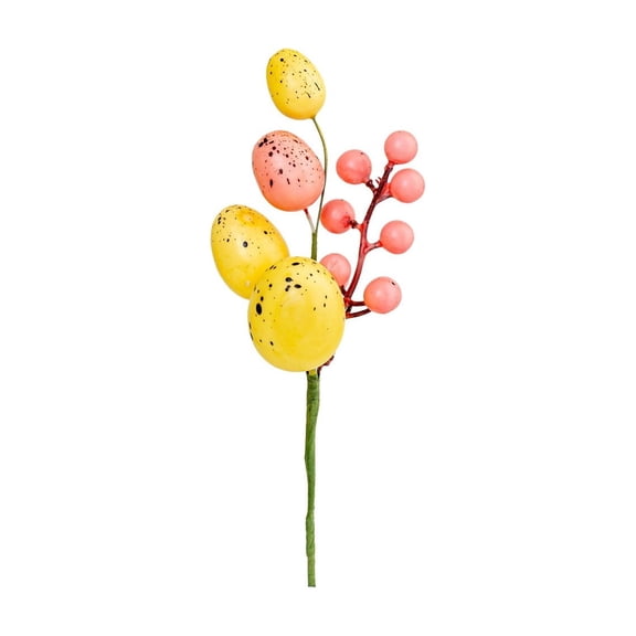 POLISE Spaces Easter Egg Picks – 3.9 Inch Colorful Foam Speckled Egg Sprigs with Floral Bunny Accents, Spring Wreath Centerpiece Vase Filler, DIY Home Party Decor Assorted Set