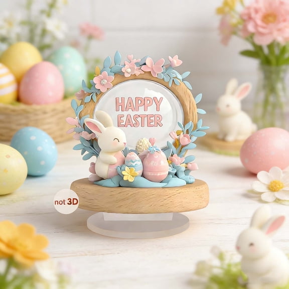 POLISE Spaces Easter Visual 2D Acrylic Table Decoration – Spring Bunny Silhouette Figurine, Holiday Tabletop Ornament for Home Living Room Bedroom Mantel Shelf Centerpiece Accent