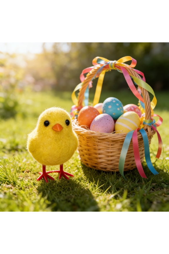 POLISE Spaces Flocked Easter Chicks Set of 6, 1.5 Inch Yellow Plastic Decorative Ornaments for Table Shelf and Display, Spring Holiday Home Decor