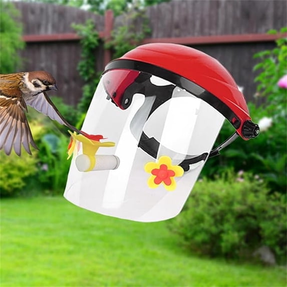 POLISE Spaces Head Mounted Hummingbird Feeder, Wearable Hat with Adjustable Band for Face Cover, 17.72 Inch Min Circumference, Outdoor Garden and Yard Use, Durable Plastic, 1 Pack