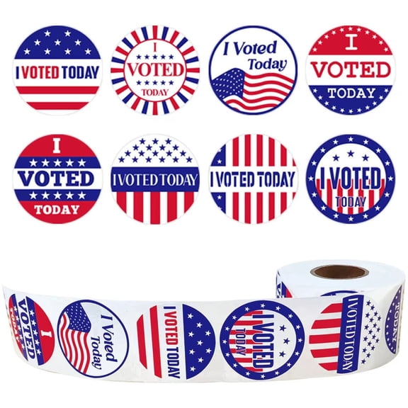 POLISE Spaces I Voted Today Stickers Roll Assorted Patriotic Red White Blue Voting Labels for Election Day Polling Stations
