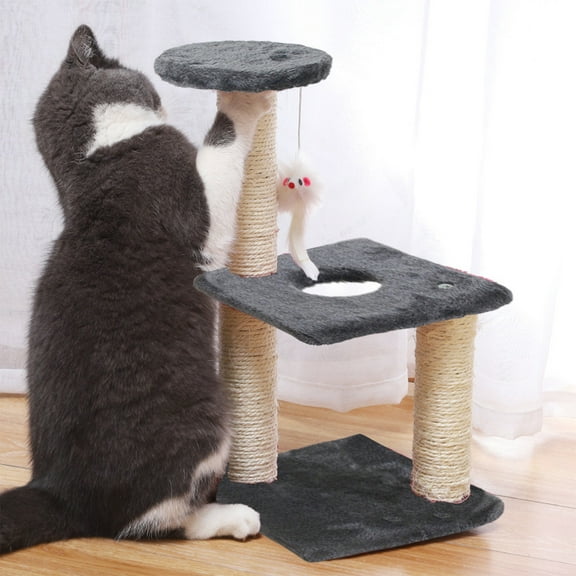 POLISE Spaces Integrated Cat Climbing Frame with Sisal Scratching Post, Modern Space Saving Design with Hanging Mouse Toy for Indoor Cats and Kittens
