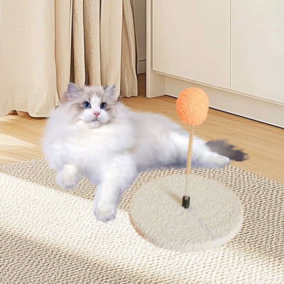 POLISE Spaces Interactive Cat Climbing Frame with Spring Ball Toy, Self-Play Cat Tree and Activity Center for Indoor Cats, Wooden Base Entertainment Toy