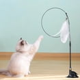thumbnail image 1 of POLISE Spaces Interactive Cat Teaser Wand with Suction Cup Base & Replaceable Feathers, Flexible Steel Wire Rod and Bells for Kittens and Cats, 19.29 Inches, 1 of 8