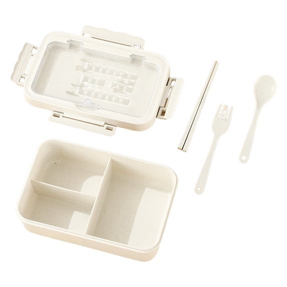 TUITOONM White Leak Proof Food Storage Container Set with Utensils, Microwave and Dishwasher Safe Compartment Bento Box for Office Meal Prep and Travel 33.81oz
