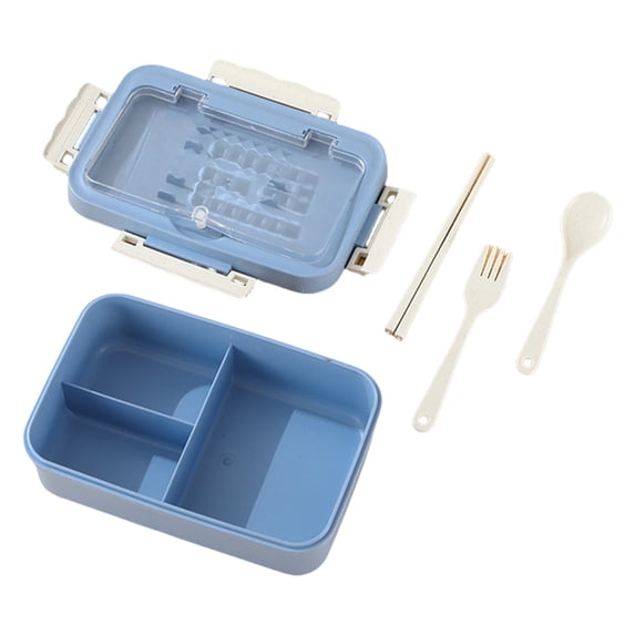 TUITOONM Blue Leak Proof Food Storage Container Set with Utensils, Microwave and Dishwasher Safe Compartment Bento Box for Office Meal Prep and Travel 33.81oz