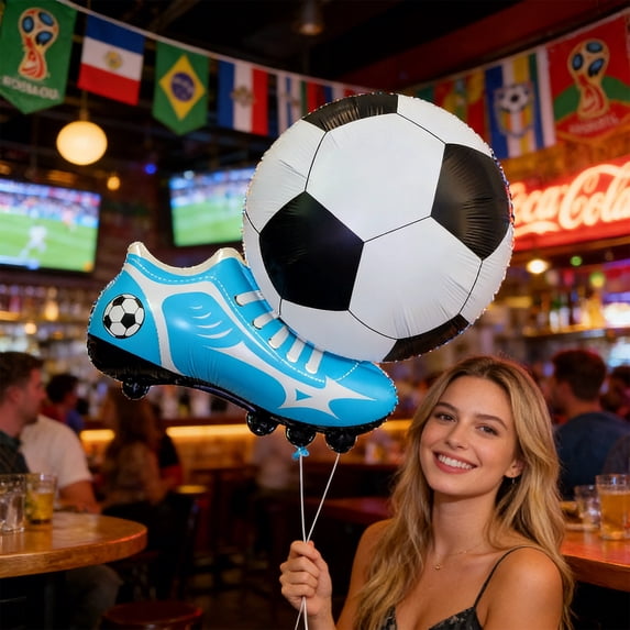 POLISE Spaces Soccer Balloon Set – Giant Inflatable Cleat & Ball for Sports Party, Game Day Decor or Photo Backdrop, Reusable Foil Props for Stadium or Home Celebration