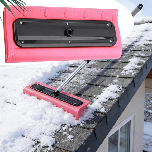 POLISE Spaces Telescoping Snow Roof Rake 15.75 Inch, Foam Scraper with Polyethylene Head for Clearing Car and House Roofs, Non-Scratch EVA and ABS Extension Pole Tool