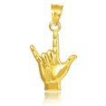 thumbnail image 1 of POLISHED GOLD "HANG LOOSE" CHARM PENDANT NECKLACE :  14K  Pendant with 16" chain, 1 of 1