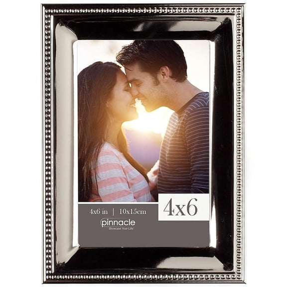 POLISHED SILVER W BEAD TRIM Frame 4x6 by Pinnacle trade  - 4x6