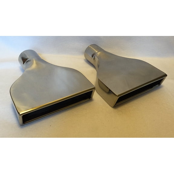 POLISHED STAINLESS CAMARO STYLE TIPS 2.5 ID X 6 X 2 OD X 10 LONG- PAIR