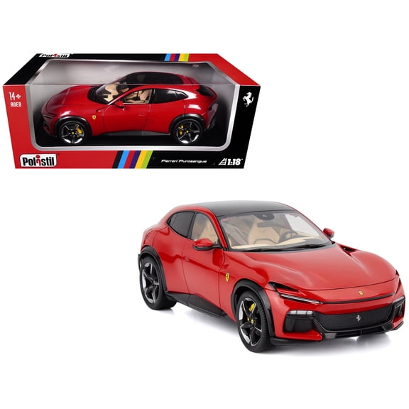 2022 Ferrari Purosangue Rosso Corsa Red with Black Top 1/18 Diecast Model Car by Polistil