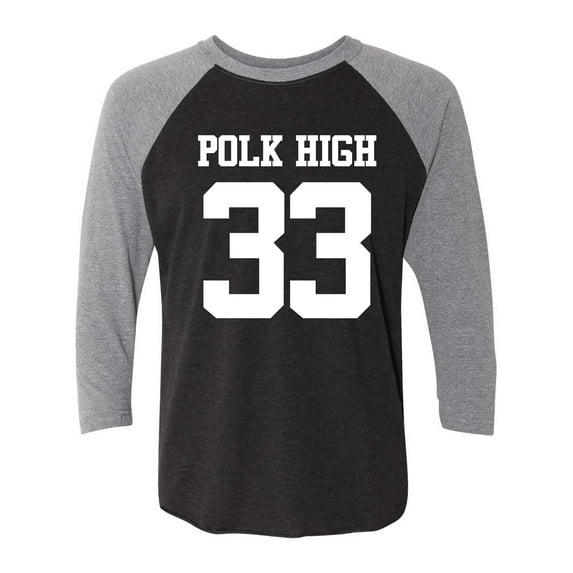POLK HIGH #33 Unisex 3/4 Sleeve Baseball Raglan Tee