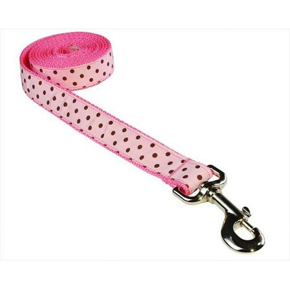 POLKA DOT-PINK-BROWN3-L 6 ft. Polka Dot Dog Leash, Pink & Brown - Medium