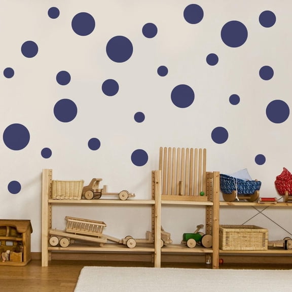 POLKA DOTS ~ WALL DECAL, HOME DECOR QTY 55 Navy