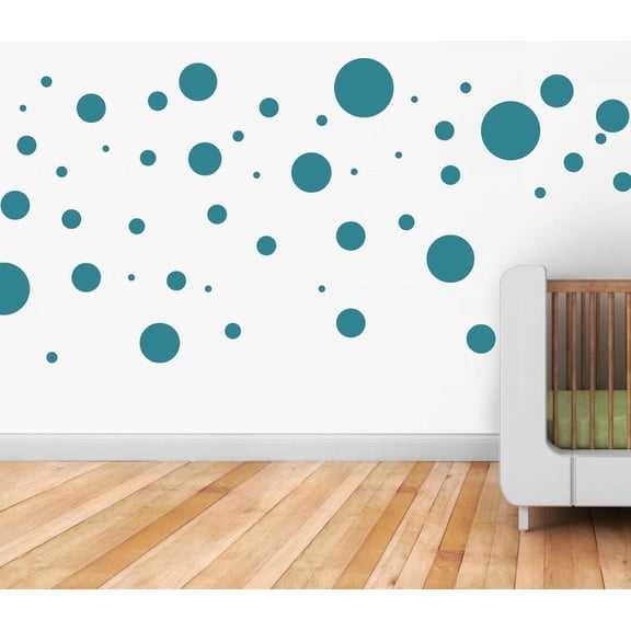 POLKA DOTS  ~ WALL DECAL, HOME DECOR QTY 55 Turquoise