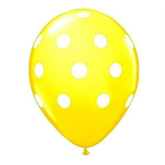 POLKA Dots Bright YELLOW and WHITE 12 Dotted Party LATEX Helium Quality BALLOONS