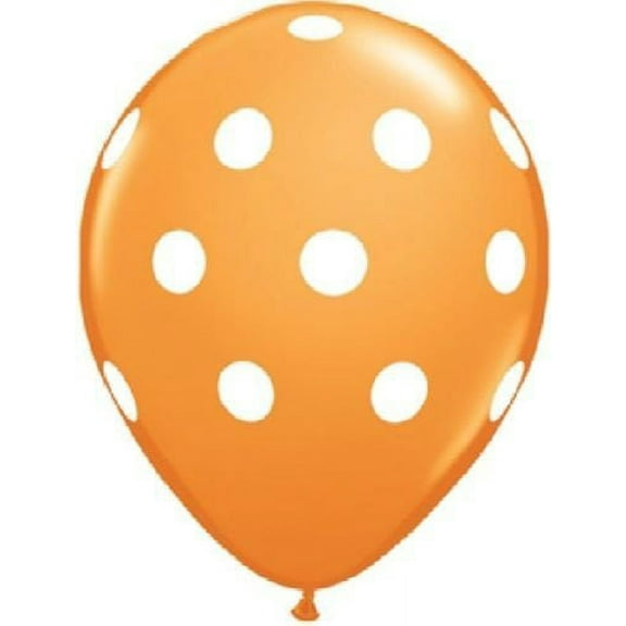 POLKA Dots ORANGE and WHITE Dotted (12) LATEX Quality Party Decoration BALLOONS