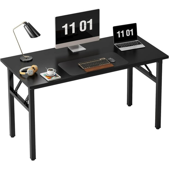 POLKP Folding Computer Desk - 31.5 Inch Foldable Office Writing Work Study Kids Student Teacher Home Bedroom ,Black