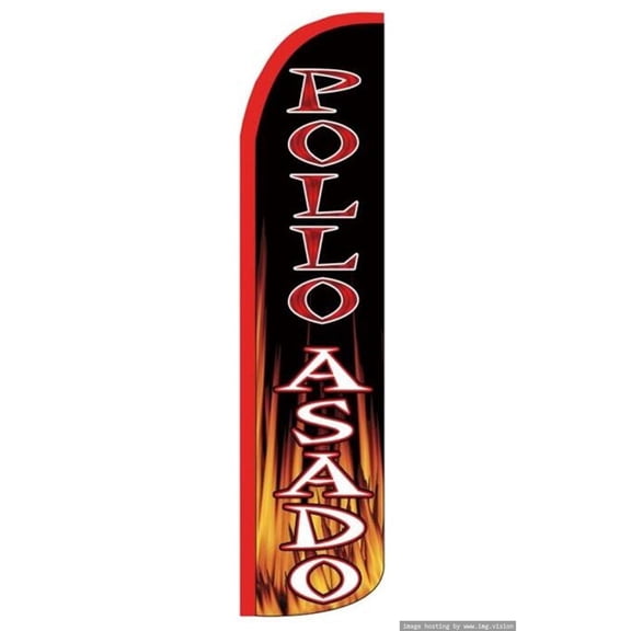 POLLO ASADO Windless Flag (Hardware Not Included) |Advertisement /Business Flags | Feather Flag |