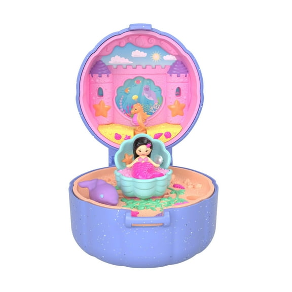 Polly Pocket Collector, Mermaid Seashell Ring and Case, Heritage Micro Dolls & Keepsake Compact Playset