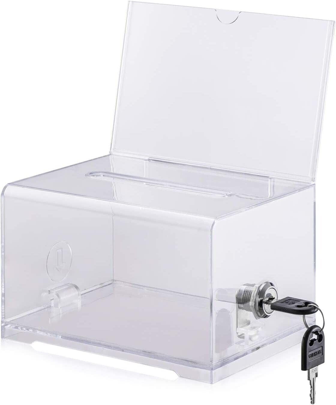 POLMART Clear Suggestion Box Ballot Box Multifunction Donation Box