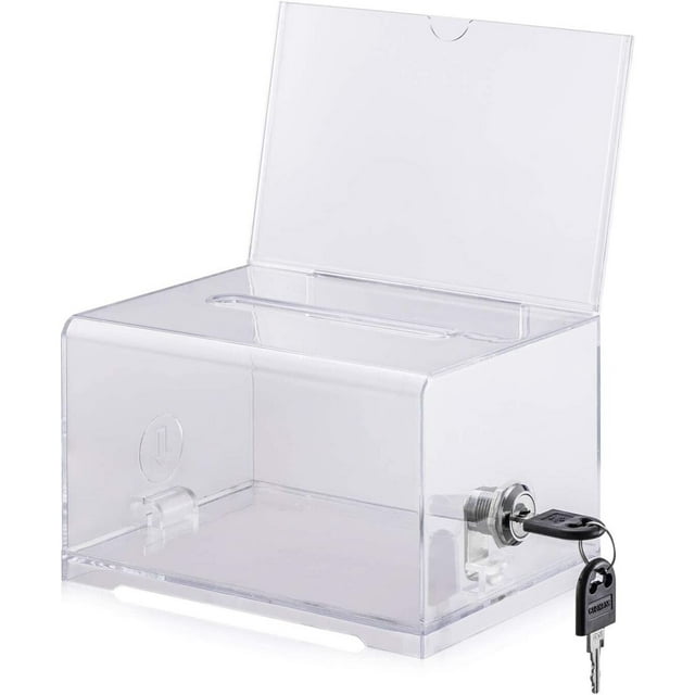 POLMART Clear Suggestion Box Ballot Box Multifunction Donation Box