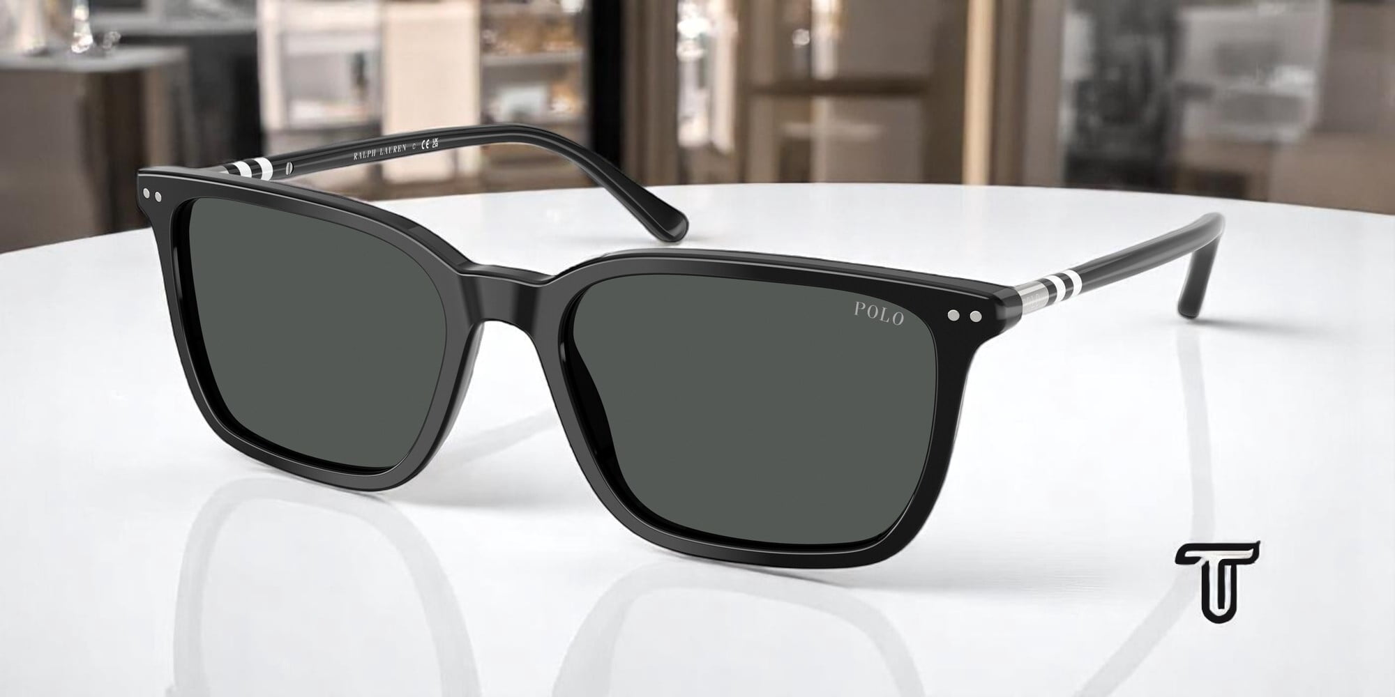 POLO PH4226 500187 Shiny Black Dark Grey 56 mm Men's Sunglasses