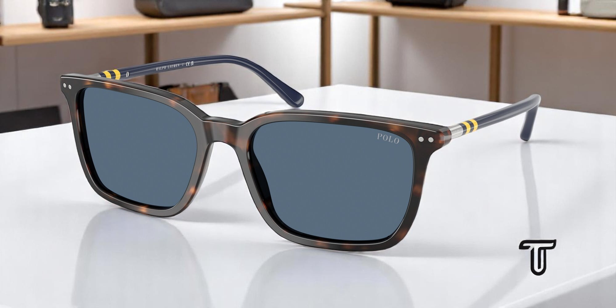 POLO PH4226 500380 Shiny Havana Dark Blue 56 mm Men's Sunglasses ...