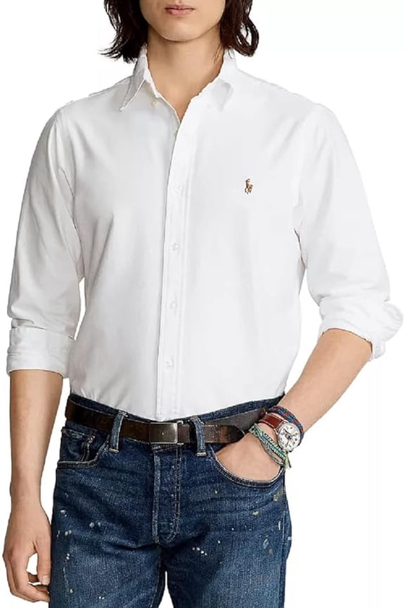 710548535001: Men's Standard Fit Oxford Sport Shirt, White, XXL