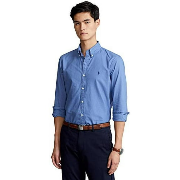 POLO RALPH LAUREN 710729232004: Men's Long Sleeve Classic Oxford Shirt, Bastille Blue