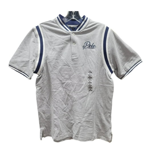 POLO RALPH LAUREN GREY Boys Cotton Tiger Print Polo T-Shirt, Size L (14-16)