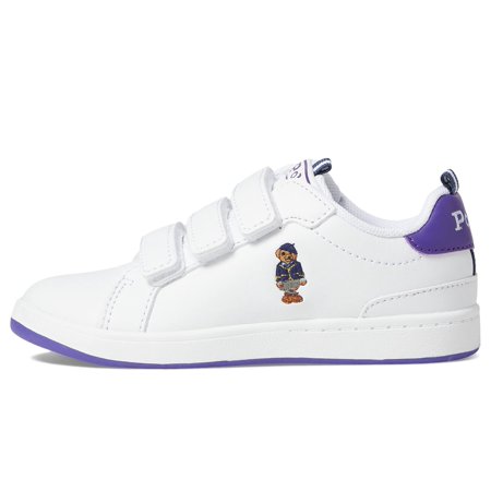 POLO RALPH LAUREN Girl's Heritage Court Bear EZ (Toddler) White/Purple School Girl Bear 9 Toddler M