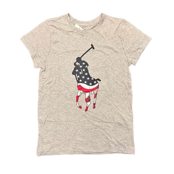 POLO RALPH LAUREN Gray Women's Cotton USA Pony Stamp T-Shirt, Large, NWOT