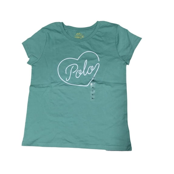 POLO RALPH LAUREN Green Girls Cotton Logo S/S Tee Shirt, Size 2/2T, NWOT