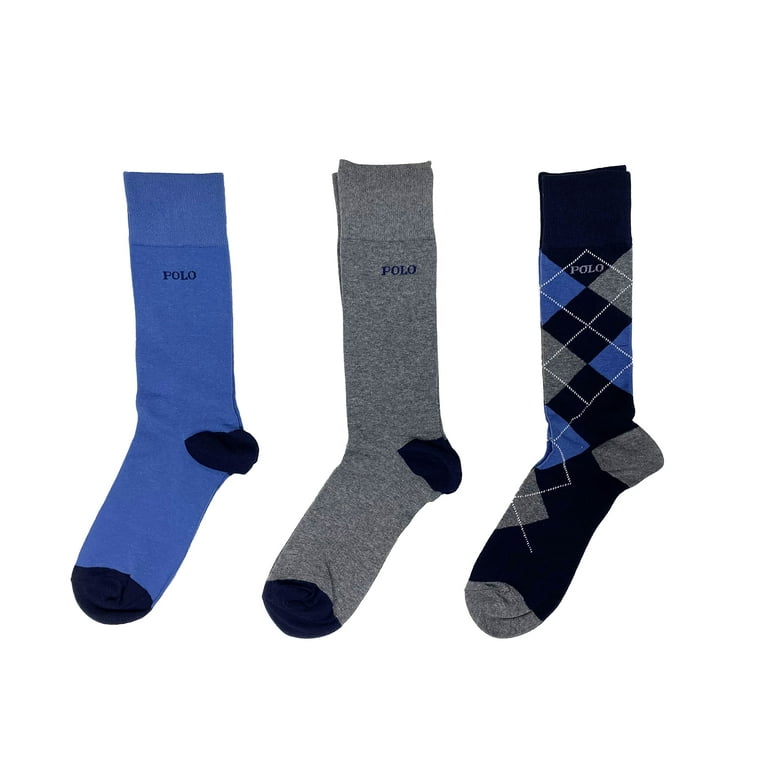 POLO RALPH LAUREN MENs Argyle Dress Socks 3 PAIRS NAVY GREY