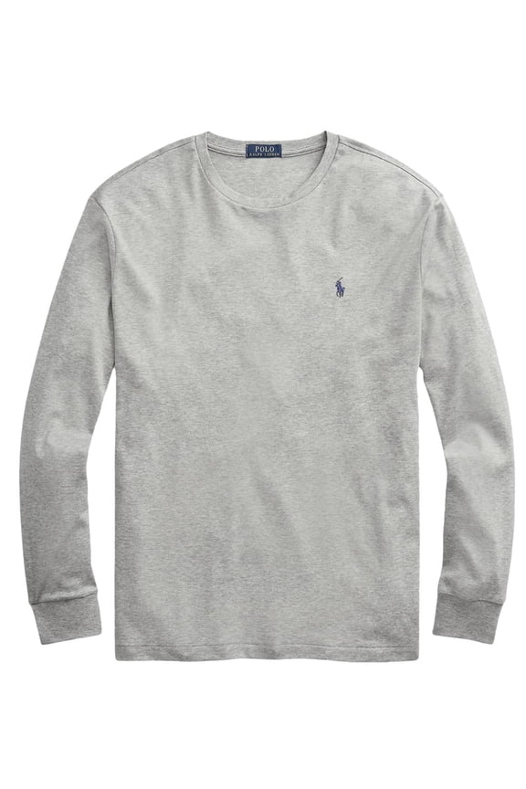Men Long Sleeve Pony Logo T-Shirt (NewGrey, M)