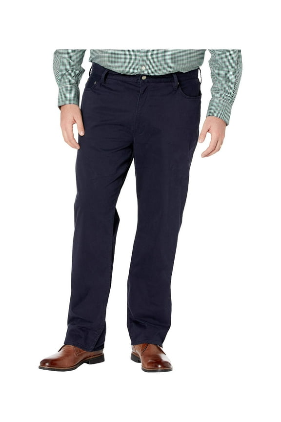Men's Big & Tall Stretch Classic Fit Sateen Jeans Style Pant NVY 42Tx36