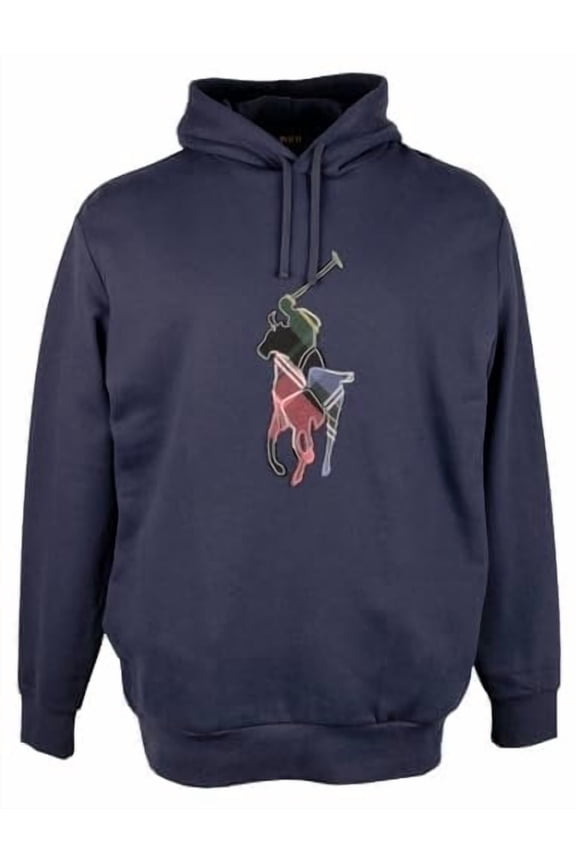 Men's Big & Tall The RL Fleece Big Patchwork Pony Hoodie 3XLT Navy