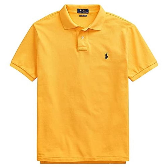 POLO RALPH LAUREN Men's Classic Fit Mesh Pony Logo Polo Shirt (Small, Gold)